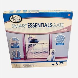 Four Paws Smart Essentials Wood Pet Gate - Pressure Mounted 26"-42" Wide - 24" H